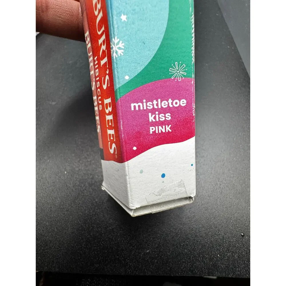 NWT Burts Bee Mistletoe Kiss 3 Pack Chapstick With Hair Tie